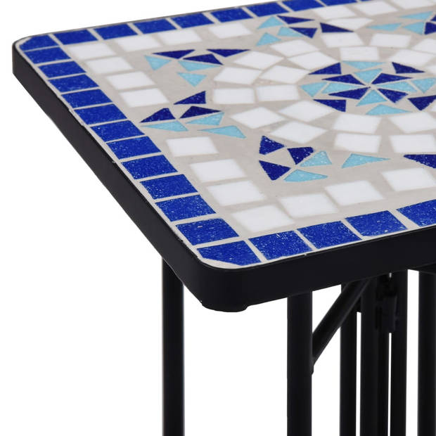 vidaXL Bijzettafel mozaïek keramiek blauw en wit