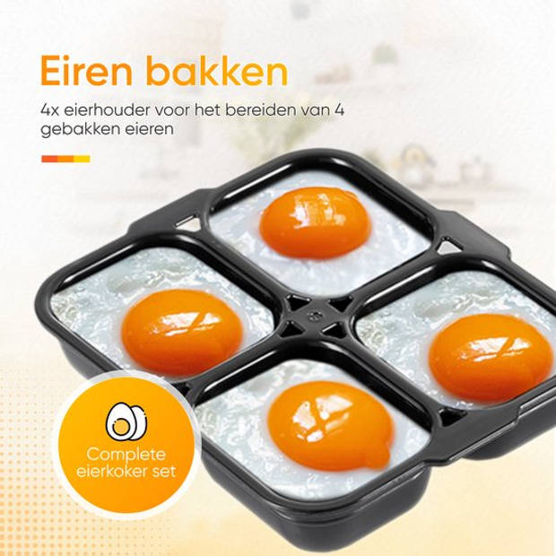 KitchenApp Eierkoker elektrisch - Geschikt voor 8 eieren - Met timer - Inclusief maatbekertje - Zilvergrijs