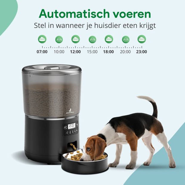 SelectedPets Automatische voerbak kat en hond 4L - Voerautomaat kat - Zwart - Inclusief Nederlandse Handleiding