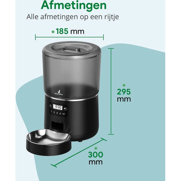 SelectedPets Automatische voerbak kat en hond 4L - Voerautomaat kat - Zwart - Inclusief Nederlandse Handleiding