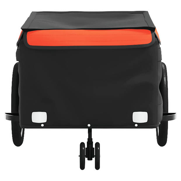 vidaXL Fietstrailer 45 kg ijzer zwart en oranje