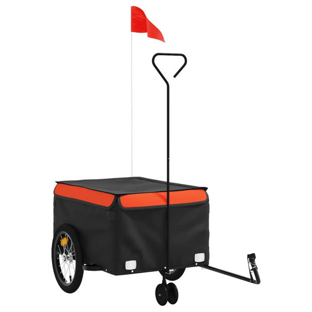 vidaXL Fietstrailer 45 kg ijzer zwart en oranje