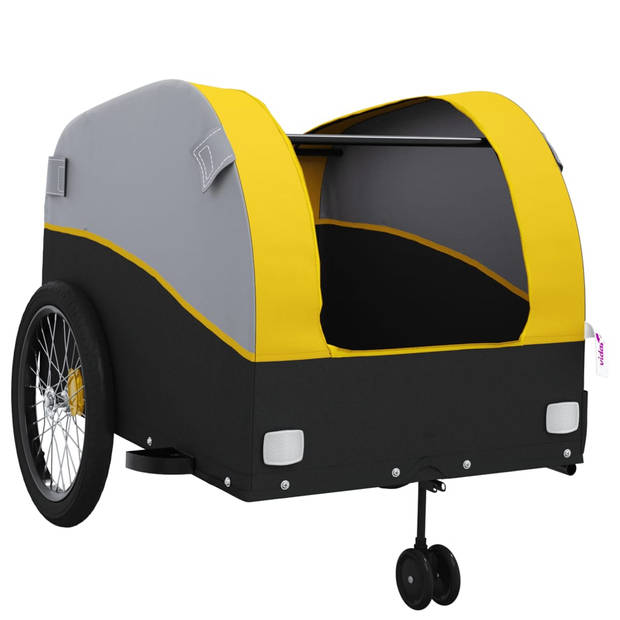 vidaXL Fietstrailer 45 kg ijzer zwart en geel