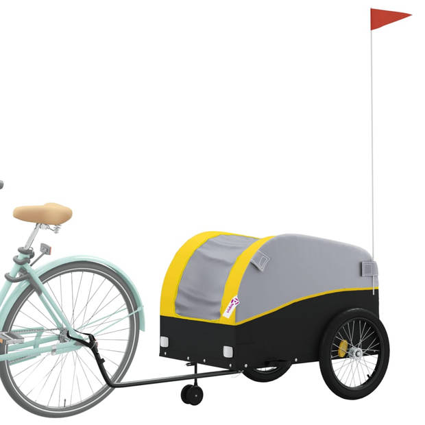 vidaXL Fietstrailer 45 kg ijzer zwart en geel