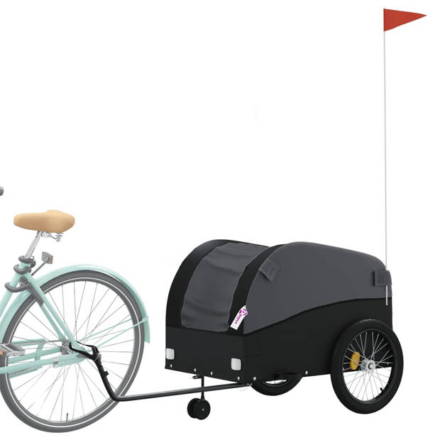 vidaXL Fietstrailer 45 kg ijzer zwart