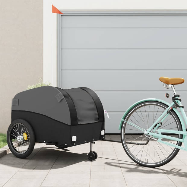 vidaXL Fietstrailer 45 kg ijzer zwart