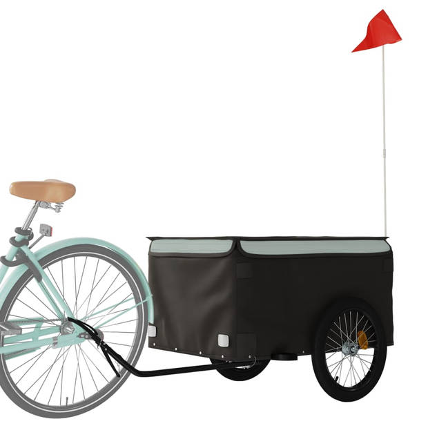 vidaXL Fietstrailer 45 kg ijzer zwart en grijs