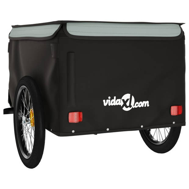 vidaXL Fietstrailer 45 kg ijzer zwart en grijs