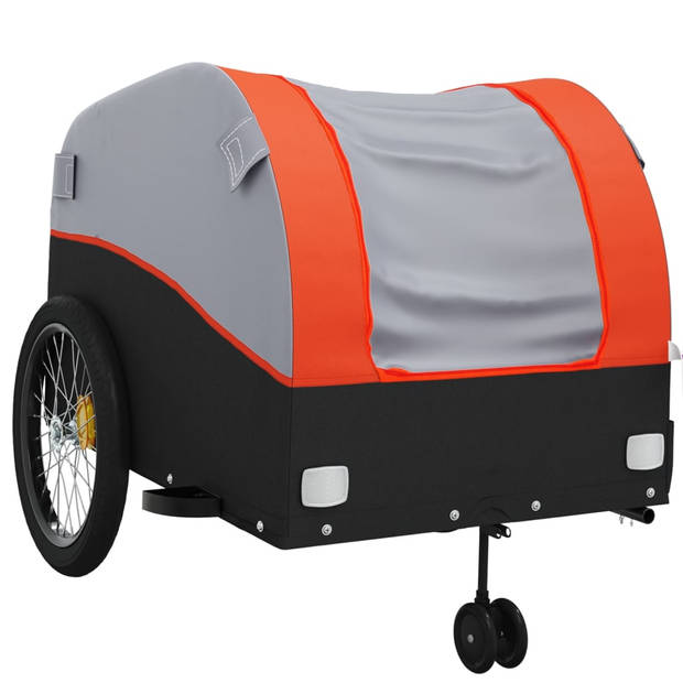 vidaXL Fietstrailer 45 kg ijzer zwart en oranje