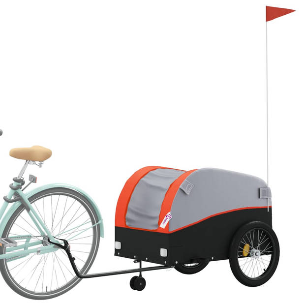 vidaXL Fietstrailer 45 kg ijzer zwart en oranje