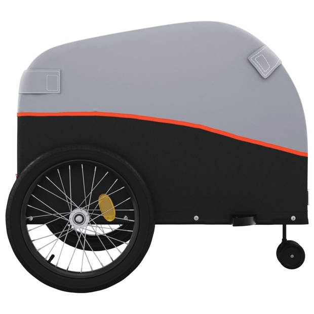 vidaXL Fietstrailer 45 kg ijzer zwart en oranje