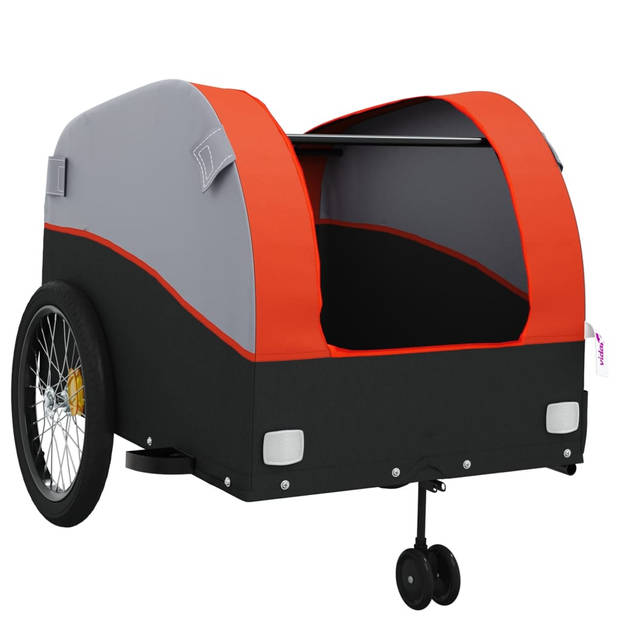 vidaXL Fietstrailer 45 kg ijzer zwart en oranje