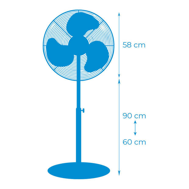 Staande ventilator EDM Mat zwart 80 W Ø 50 cm industrial