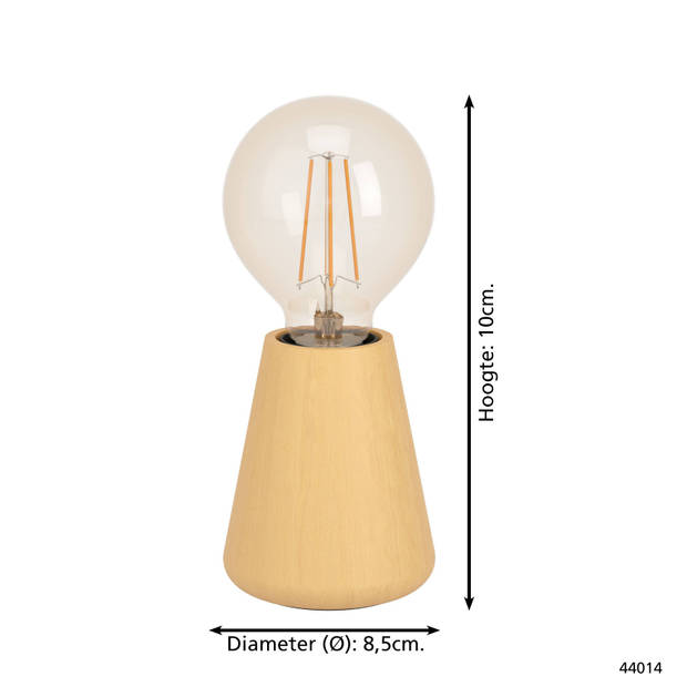 EGLO Asby Tafellamp - E27 - 10 cm - Lichtbruin - Hout