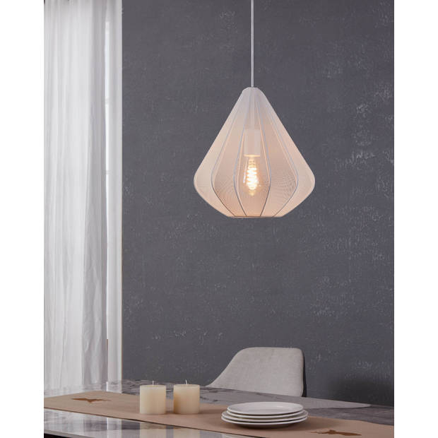 EGLO Dolwen Hanglamp - E27 - Ø 33,5 cm - Wit - Textiel