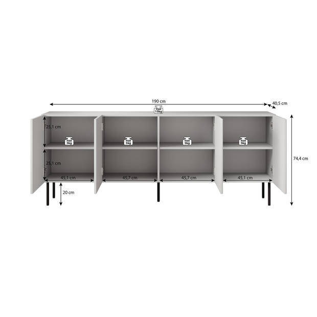 Meubella Dressoir June - Eiken - 190 cm