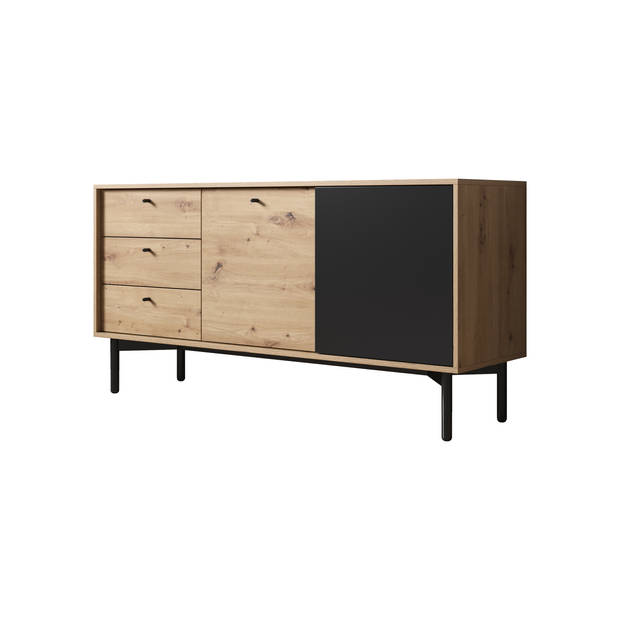 Meubella Dressoir Fiona - Eiken - Zwart - 151 cm