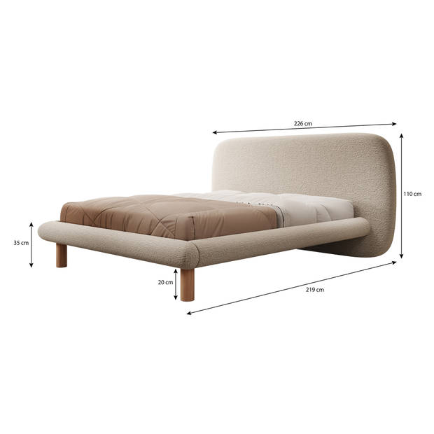 Meubella Tweepersoonsbed Udex - Beige - 160x200 cm