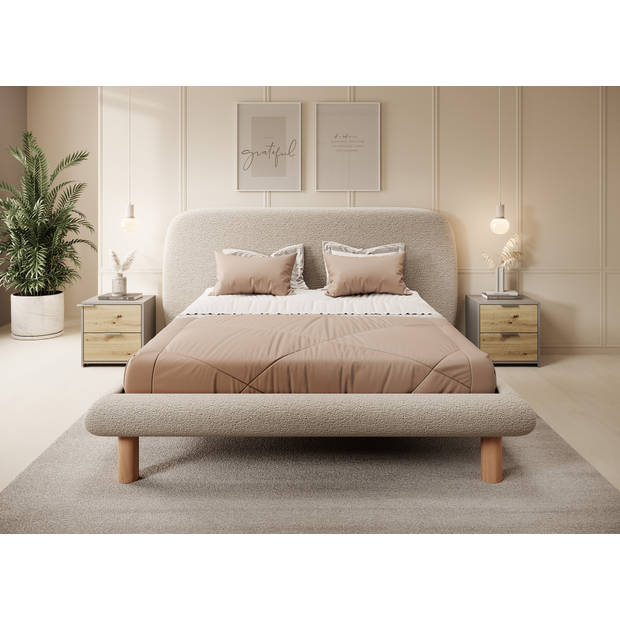 Meubella Tweepersoonsbed Udex - Beige - 160x200 cm