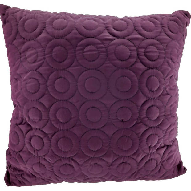 Gevulde kussens met cirkel patroon 45 x 45 cm - Aubergine & Grijs - 2 stuks