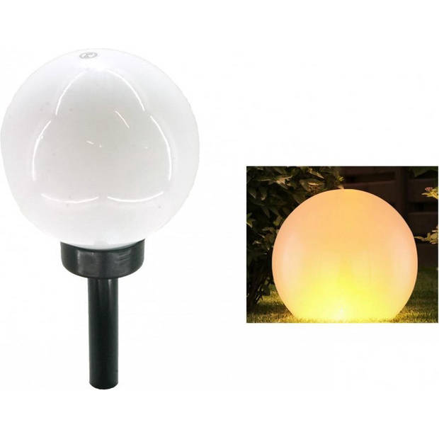 Solar Bol Ø15cm met vlameffect' tuinlamp rond - Kleur Geel