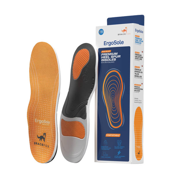 Bracefox® Premium Medische Inlegzolen 'ErgoSole' tegen Hielspoor L (Maat 45-47)