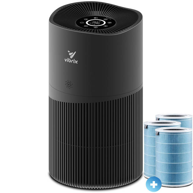 Vibrix Luchtreiniger Woonkamer - 150m2 - 3X HEPA Filter - Ionisator - Air Purifier - Air Cleaner - PureFlow70 pro