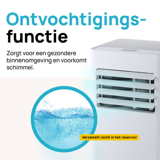 MOA Mobiele Airco - 7.000 BTU - 3-in-1 - Airconditioning met Raamafdichtingskits - Ontvochtigingsfunctie - Slaapkamer -