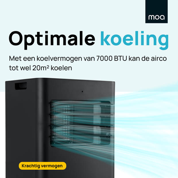 MOA Mobiele Airco - 7.000 BTU - 3-in-1 - Airconditioning met Raamafdichtingskits - Ontvochtigingsfunctie - Slaapkamer -