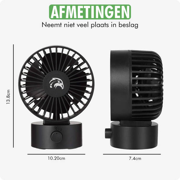 Travelhawk Mini USB Ventilator - Tafelventilator - Mini Fan - Klein, Stil en Geruisloos - Dual Motoren - Kantelbaar - 2