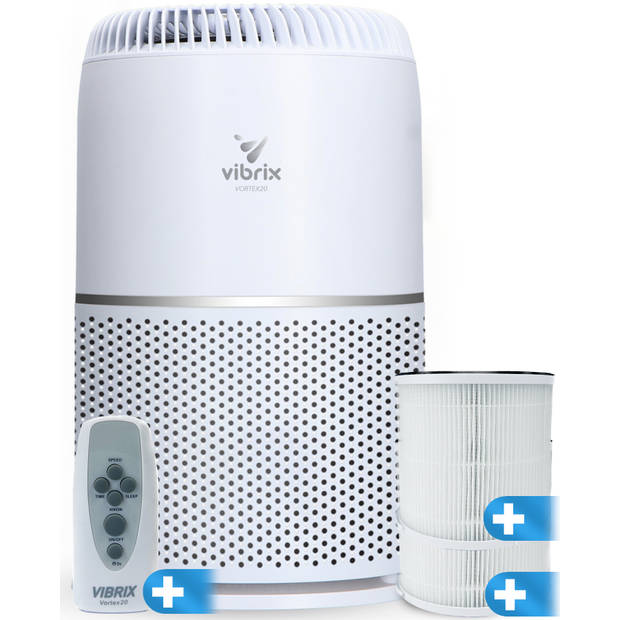 Vibrix Luchtreiniger Woonkamer - 50m2 - 2X HEPA Filter - Ionisator - Luchtfilter - Air Purifier - Air Cleaner - Vortex20