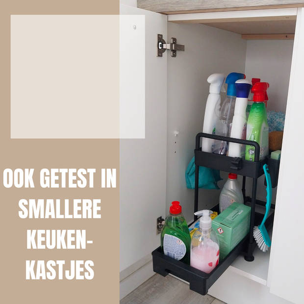 Coopley Gootsteenkast Organizer Premium Keukenrek Badkamer Organizer Uitschuifbaar Zwart