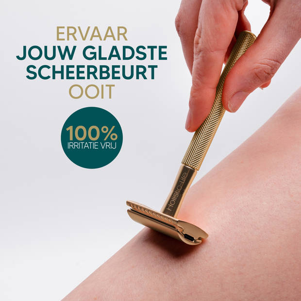 Safety Razor + 20 RVS Scheermesjes – Vrouw & Mannen – Scheren – Zero Waste Scheermes Blades – Duurzaam Cadeau