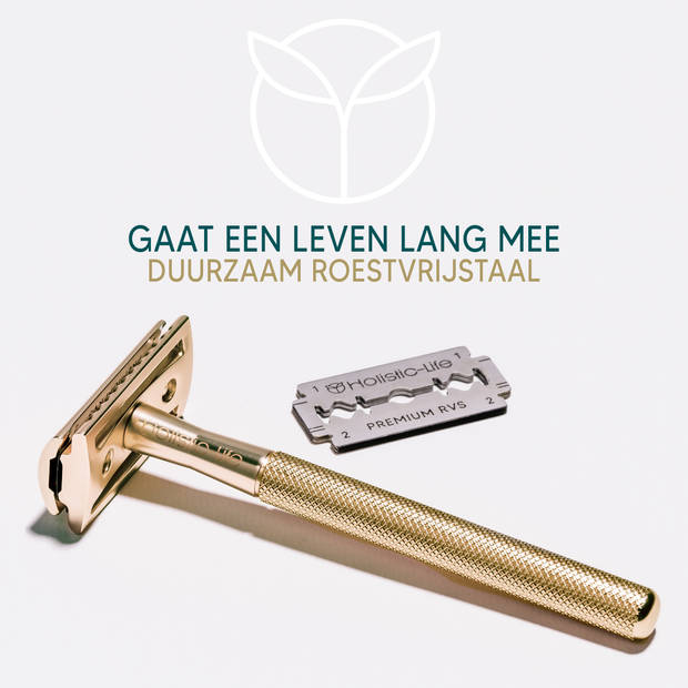 Safety Razor + 20 RVS Scheermesjes – Vrouw & Mannen – Scheren – Zero Waste Scheermes Blades – Duurzaam Cadeau