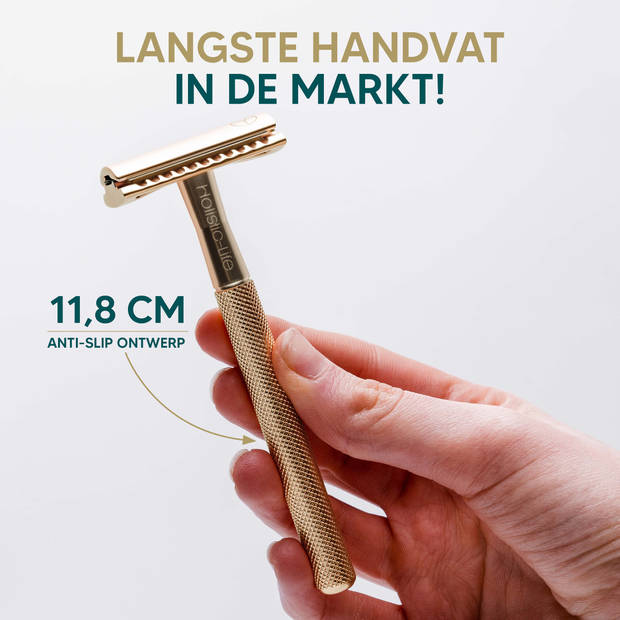 Safety Razor + 20 RVS Scheermesjes – Vrouw & Mannen – Scheren – Zero Waste Scheermes Blades – Duurzaam Cadeau