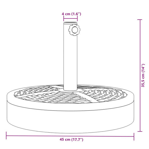 vidaXL Parasolvoet voor stokken van Ø38 / 48 mm 25 kg rond