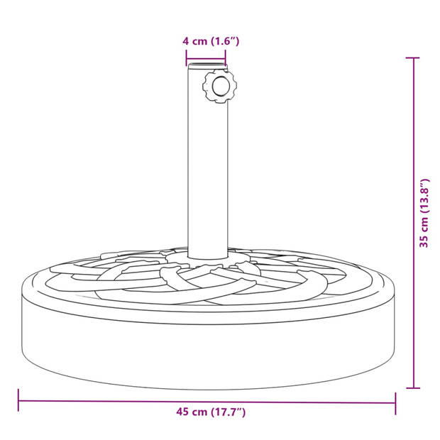 vidaXL Parasolvoet voor stokken van Ø38 / 48 mm 25 kg rond