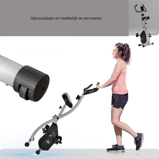 Hometrainer met LCD-display - Hometrainer fiets - Fietstrainer - Fitness - Grijs/zwart