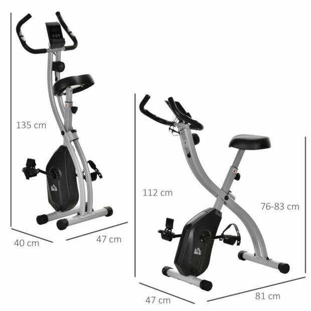 Hometrainer met LCD-display - Hometrainer fiets - Fietstrainer - Fitness - Grijs/zwart