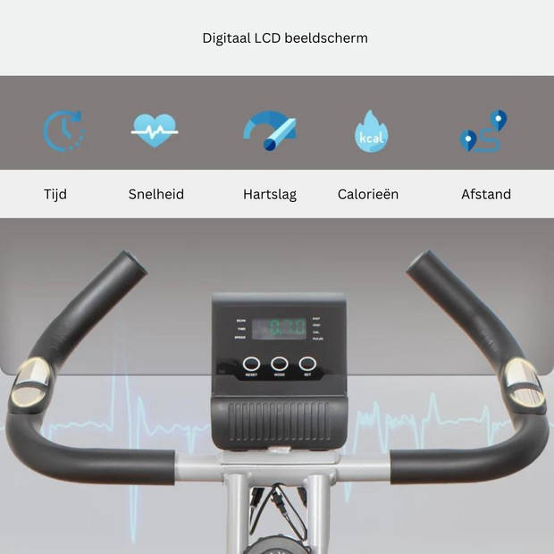 Hometrainer met LCD-display - Hometrainer fiets - Fietstrainer - Fitness - Grijs/zwart