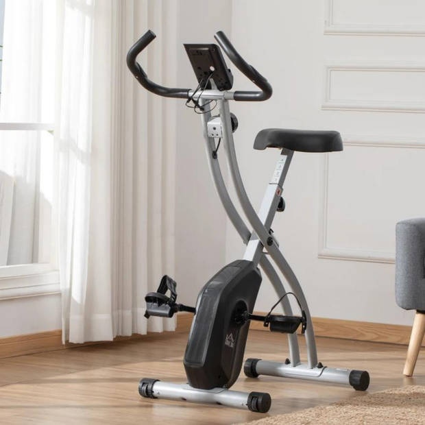 Hometrainer met LCD-display - Hometrainer fiets - Fietstrainer - Fitness - Grijs/zwart