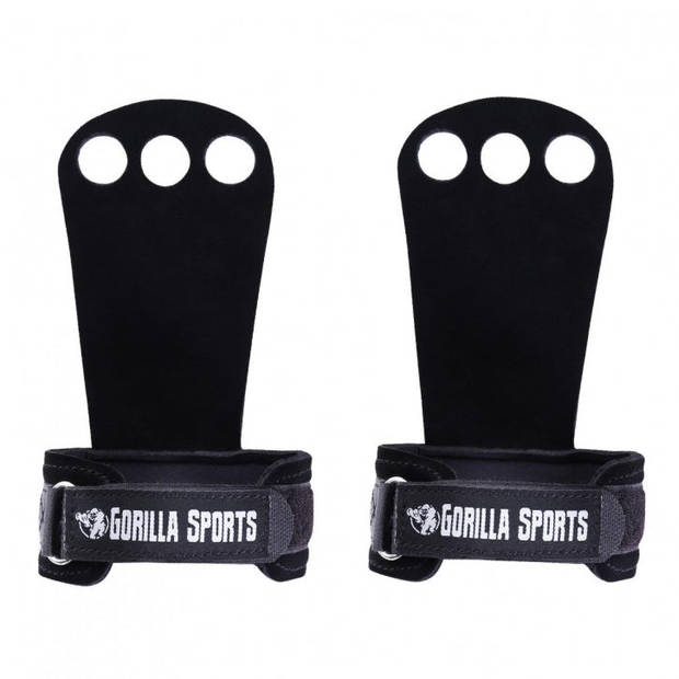 Gorilla Sports - Grip Gloves - Handschoenen - Gewichtheffen - Zwart - Maat M