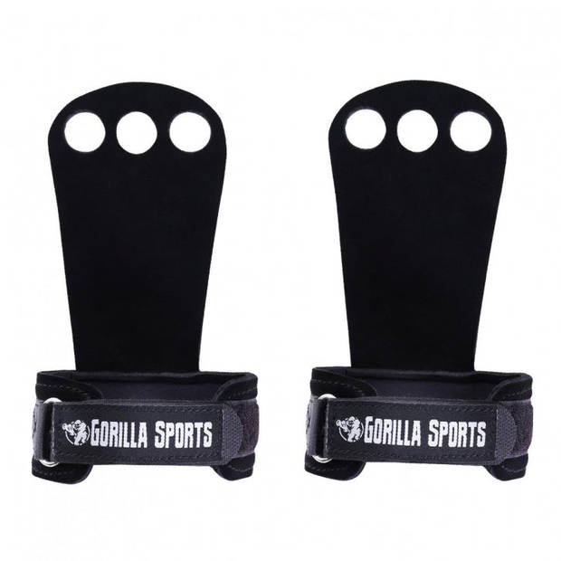 Gorilla Sports - Grip Gloves - Handschoenen - Gewichtheffen - Zwart - Maat L