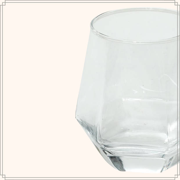 OTIX Waterglazen - Set van 12 - 300ml - Diamant vorm - Transparant - Glas