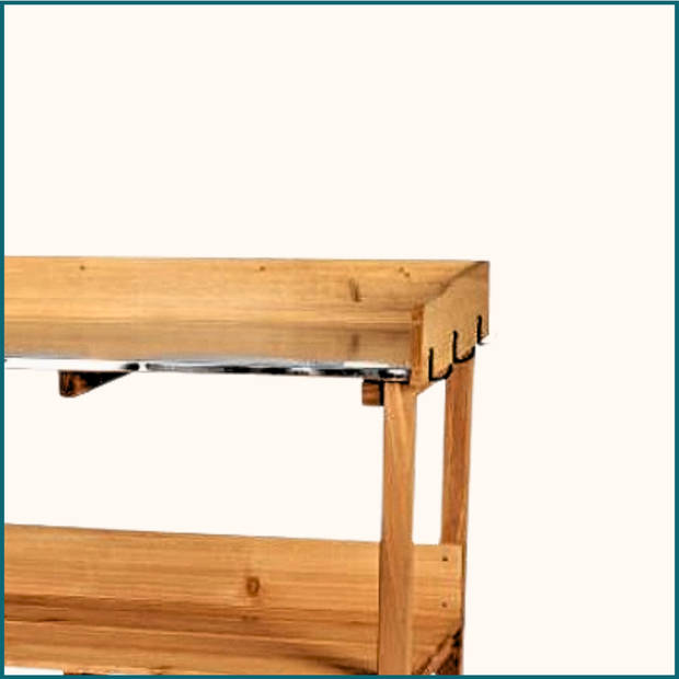 HIXA Oppottafel met Zinken blad - Hout - Plantentafel - Tuinwerkbank - Buiten - 77x37x89cm