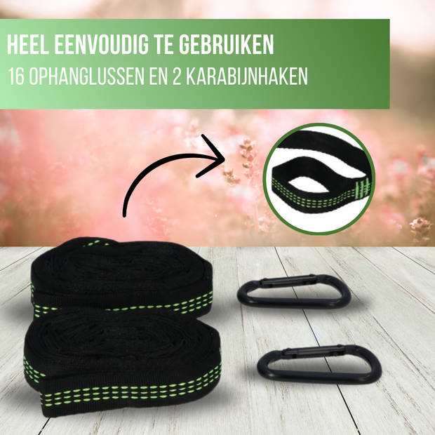 4gardenz® hangmat Vakantieset nylon Hangmat +Bevestingsset