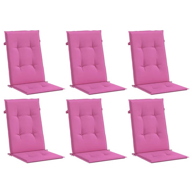 vidaXL Stoelkussens 6 st hoge rug stof roze