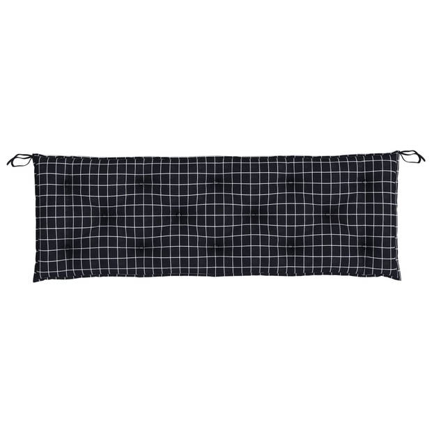 vidaXL Tuinbankkussens 2 st ruitpatroon 150x50x7 cm stof zwart