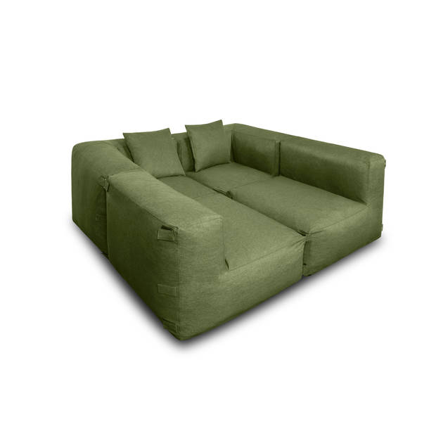 Feel Furniture - Binnen & Buiten bank - Odin - 5 Persoonsbank - Groen - Met Hocker