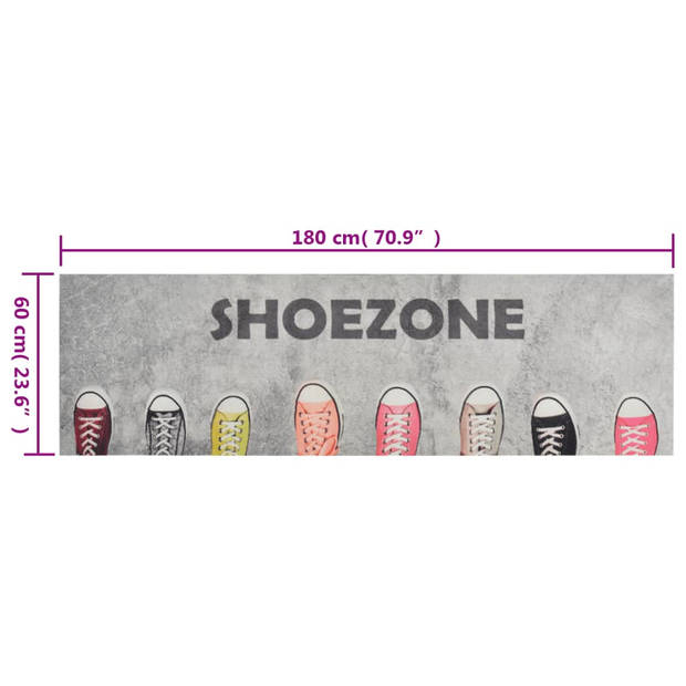 vidaXL Keukenmat wasbaar shoezone-print 60x180 cm fluweel